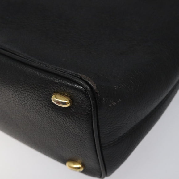 CELINE Shoulder Bag Leather Black Gold Auth KD180