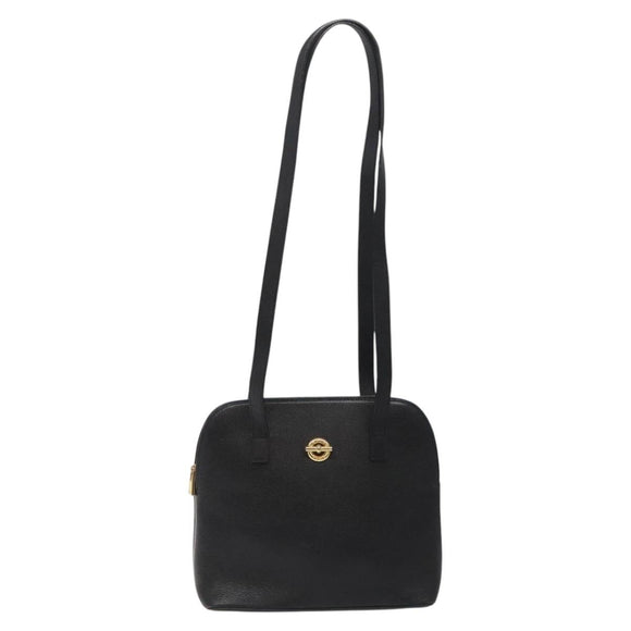 CELINE Shoulder Bag Leather Black Gold Auth KD180