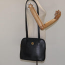 CELINE Shoulder Bag Leather Black Gold Auth KD180-22