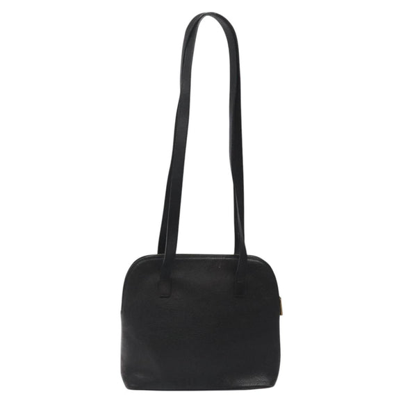 CELINE Shoulder Bag Leather Black Gold Auth KD180