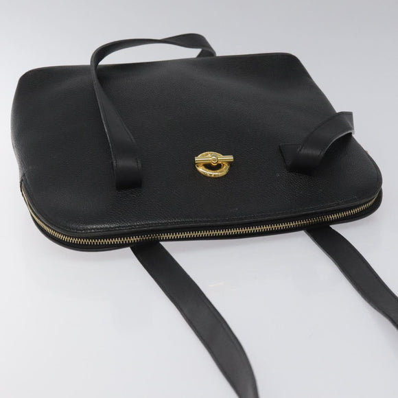 CELINE Shoulder Bag Leather Black Gold Auth KD180