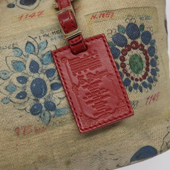 BVLGARI Tote Bag Coated Canvas Beige Auth KD184