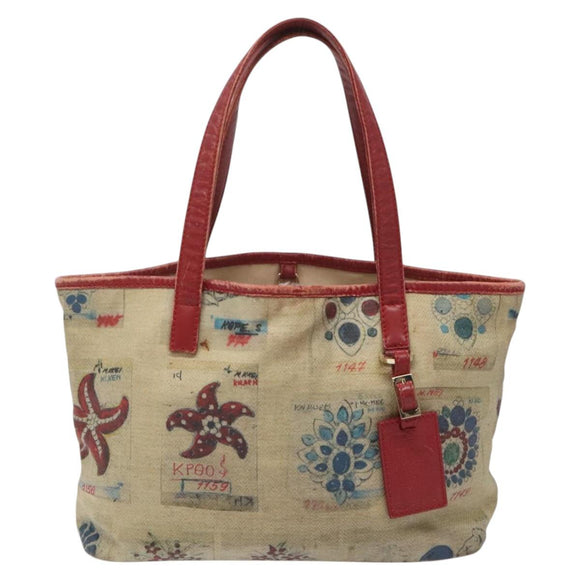 BVLGARI Tote Bag Coated Canvas Beige Auth KD184