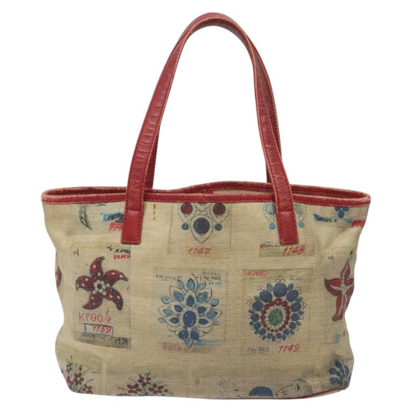 BVLGARI Tote Bag Coated Canvas Beige Auth KD184