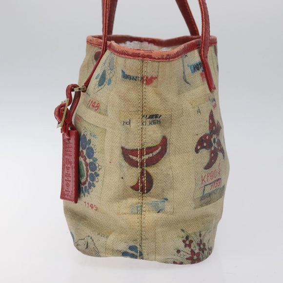 BVLGARI Tote Bag Coated Canvas Beige Auth KD184