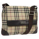 BURBERRY Nova Check Shoulder Bag Canvas Beige Auth KD198-1
