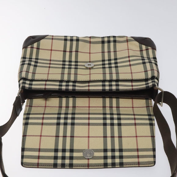 BURBERRY Nova Check Shoulder Bag Canvas Beige Auth KD198