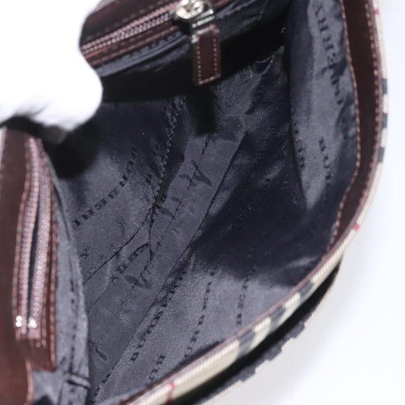 BURBERRY Nova Check Shoulder Bag Canvas Beige Auth KD198