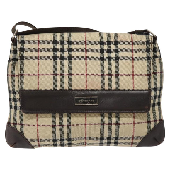 BURBERRY Nova Check Shoulder Bag Canvas Beige Auth KD198
