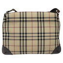 BURBERRY Nova Check Shoulder Bag Canvas Beige Auth KD198-2
