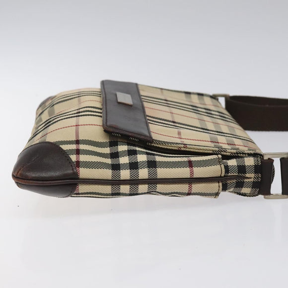 BURBERRY Nova Check Shoulder Bag Canvas Beige Auth KD198