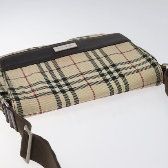 BURBERRY Nova Check Shoulder Bag Canvas Beige Auth KD198