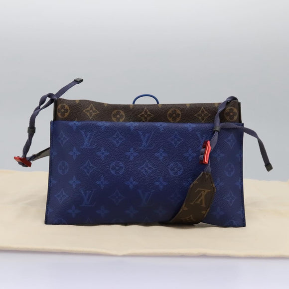 LOUIS VUITTON Monogram Pacific Split Sacoche Shoulder Bag Blue M43854 Auth KD201