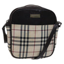 BURBERRY Nova Check Shoulder Bag Canvas Beige Auth KD202-1