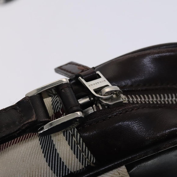 BURBERRY Nova Check Shoulder Bag Canvas Beige Auth KD202