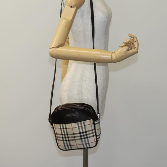 BURBERRY Nova Check Shoulder Bag Canvas Beige Auth KD202