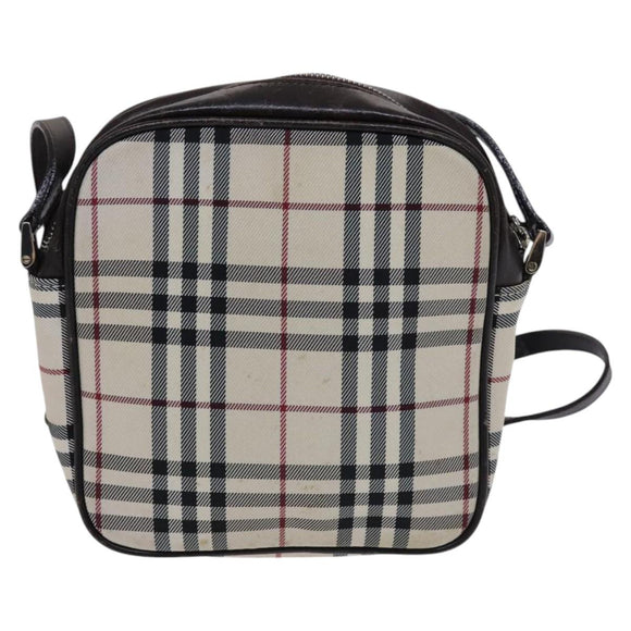 BURBERRY Nova Check Shoulder Bag Canvas Beige Auth KD202