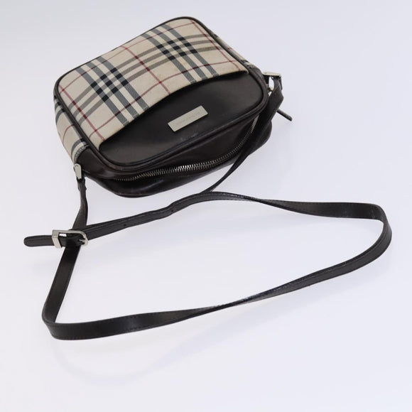 BURBERRY Nova Check Shoulder Bag Canvas Beige Auth KD202