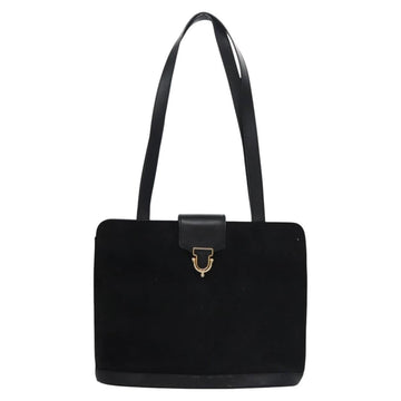 CELINE Shoulder Bag Suede Black Auth KD203 - 0