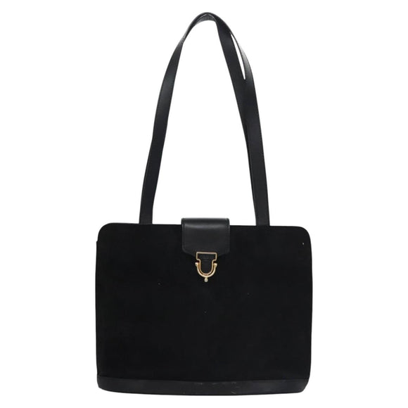 CELINE Shoulder Bag Suede Black Auth KD203
