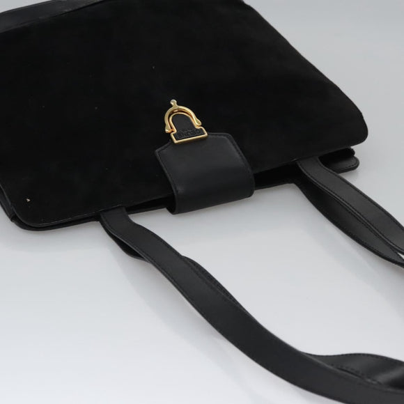 CELINE Shoulder Bag Suede Black Auth KD203