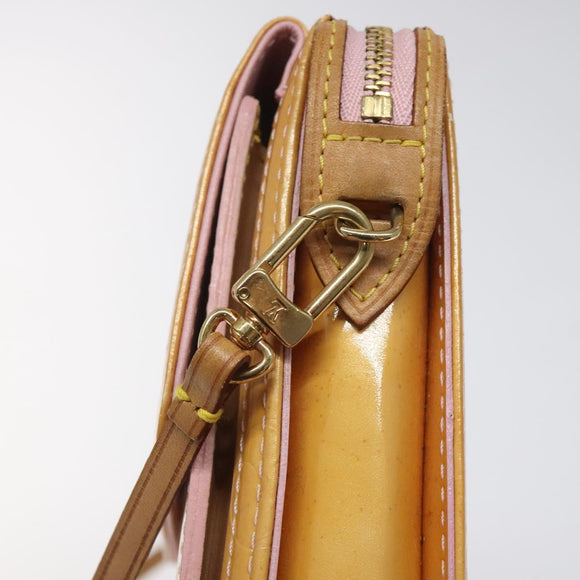 LOUIS VUITTON Monogram Vernis Motto Pouch Marshmallow Pink M91312 Auth KD208