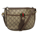 GUCCI GG Supreme Web Sherry Line Shoulder Bag PVC Beige Gold Auth KD211-1