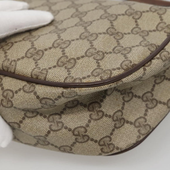 GUCCI GG Supreme Web Sherry Line Shoulder Bag PVC Beige Gold Auth KD211