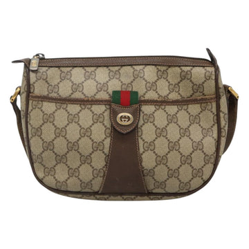 GUCCI GG Supreme Web Sherry Line Shoulder Bag PVC Beige Gold Auth KD211 - 0