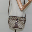 GUCCI GG Supreme Web Sherry Line Shoulder Bag PVC Beige Gold Auth KD211-23