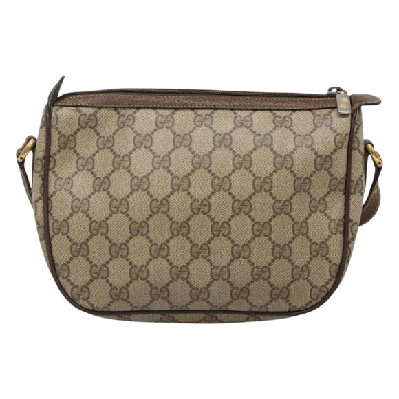 GUCCI GG Supreme Web Sherry Line Shoulder Bag PVC Beige Gold Auth KD211