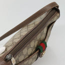GUCCI GG Supreme Web Sherry Line Shoulder Bag PVC Beige Gold Auth KD211-6