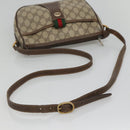 GUCCI GG Supreme Web Sherry Line Shoulder Bag PVC Beige Gold Auth KD211-7