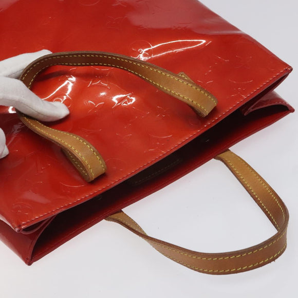 LOUIS VUITTON Monogram Vernis Reade MM Hand Bag Red Rouge M91086 LV Auth KD215