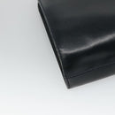 Salvatore Ferragamo Gancini Chain Shoulder Bag Leather Navy Gold Auth KD216-13