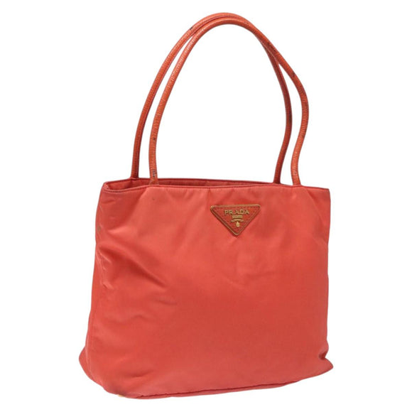 PRADA Tote Bag Nylon Orange Gold Auth KD217