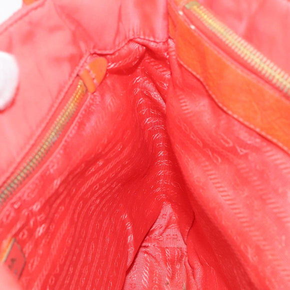 PRADA Tote Bag Nylon Orange Gold Auth KD217