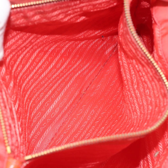 PRADA Tote Bag Nylon Orange Gold Auth KD217
