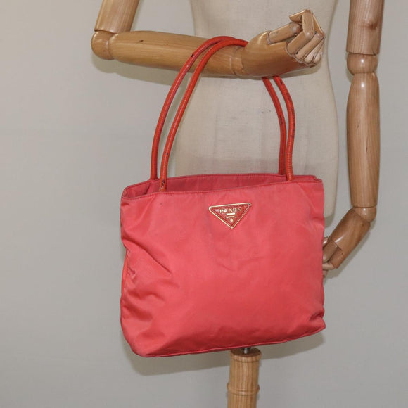 PRADA Tote Bag Nylon Orange Gold Auth KD217