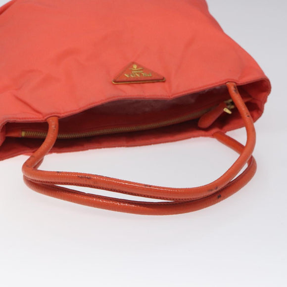 PRADA Tote Bag Nylon Orange Gold Auth KD217