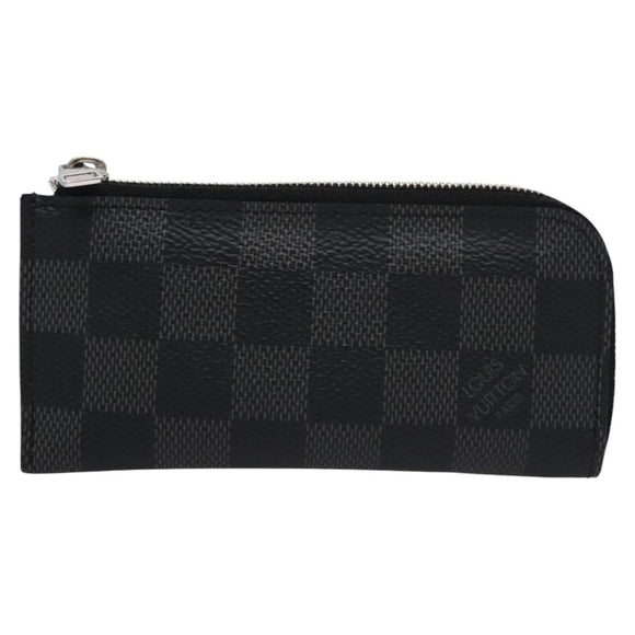 LOUIS VUITTON Damier Graphite Pochette Cles Coin Purse N61235 LV Auth KD220V