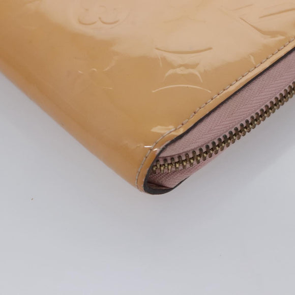 LOUIS VUITTON Monogram Vernis Zippy Wallet Rose Valerine M93522 LV Auth KD229