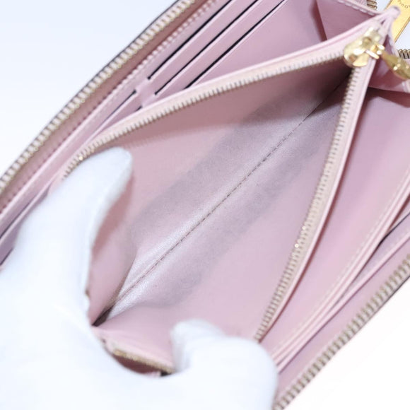 LOUIS VUITTON Monogram Vernis Zippy Wallet Rose Valerine M93522 LV Auth KD229