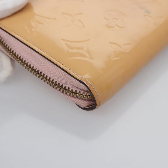 LOUIS VUITTON Monogram Vernis Zippy Wallet Rose Valerine M93522 LV Auth KD229