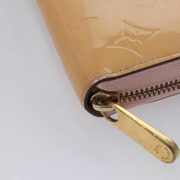 LOUIS VUITTON Monogram Vernis Zippy Wallet Rose Valerine M93522 LV Auth KD229