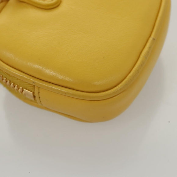 Miu Miu Matelasse Airpots Case Lamb Skin Yellow Gold Auth KD242