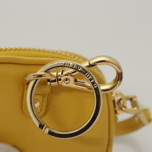 Miu Miu Matelasse Airpots Case Lamb Skin Yellow Gold Auth KD242
