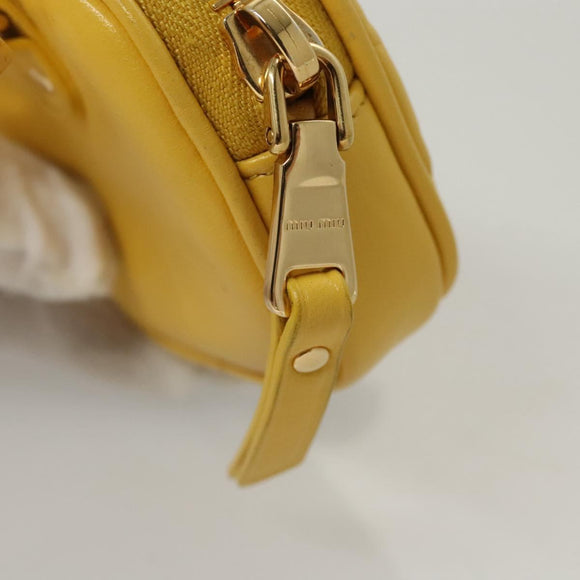 Miu Miu Matelasse Airpots Case Lamb Skin Yellow Gold Auth KD242