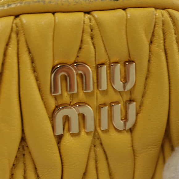 Miu Miu Matelasse Airpots Case Lamb Skin Yellow Gold Auth KD242