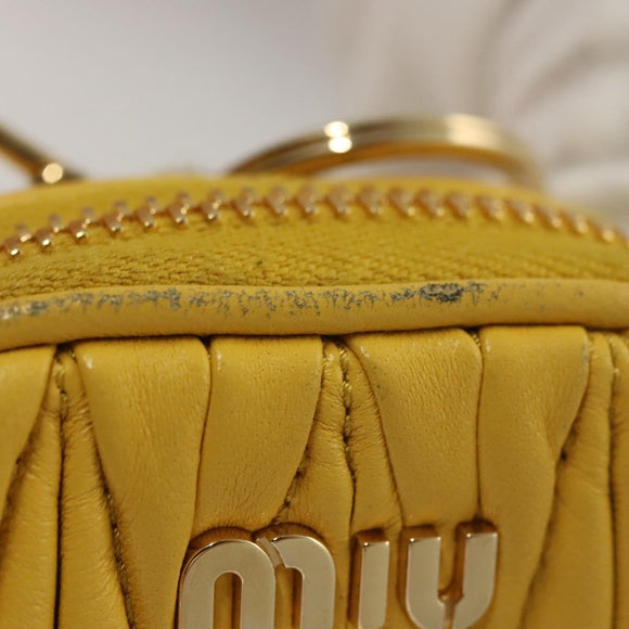 Miu Miu Matelasse Airpots Case Lamb Skin Yellow Gold Auth KD242